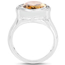 5.05 Carat Genuine Citrine and White Diamond .925 Sterling Silver Ring-5