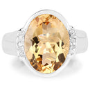 5.05 Carat Genuine Citrine and White Diamond .925 Sterling Silver Ring-6