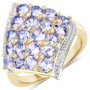 18K Yellow Gold Plated 2.00 Carat Genuine Tanzanite .925 Sterling Silver Ring-5