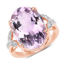 18K Rose Gold Plated 10.50 Carat Genuine Pink Amethyst and White Topaz .925 Sterling Silver Ring-4