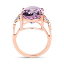 18K Rose Gold Plated 10.50 Carat Genuine Pink Amethyst and White Topaz .925 Sterling Silver Ring-5