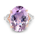 18K Rose Gold Plated 10.50 Carat Genuine Pink Amethyst and White Topaz .925 Sterling Silver Ring-6