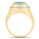 14K Yellow Gold Plated 4.64 Carat Genuine Blue Topaz and White Topaz .925 Sterling Silver Ring-5