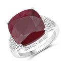 14.47 Carat Dyed Ruby and White Topaz .925 Sterling Silver Ring-5