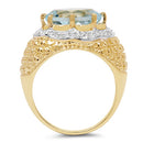 14K Yellow Gold Plated 5.27 Carat Genuine Blue Topaz & White Topaz .925 Sterling Silver Ring-5