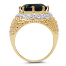 14K Yellow Gold Plated 4.73 Carat Genuine Smoky Quartz & White Topaz .925 Sterling Silver Ring-5