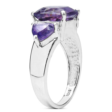 4.10 Carat Genuine Amethyst .925 Sterling Silver Ring - 0