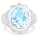 5.39 Carat Genuine Blue Topaz and White Topaz .925 Sterling Silver Ring-6