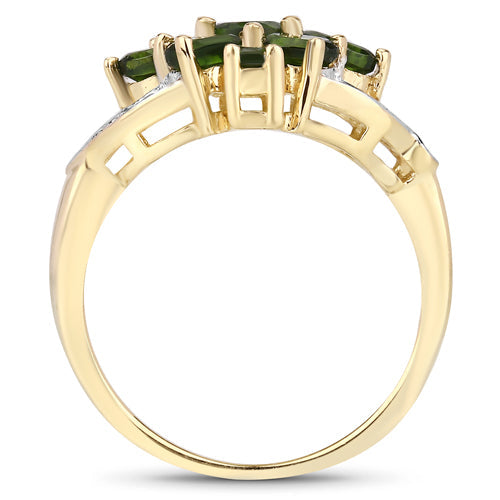 1.26 Carat Genuine Chrome Diopside .925 Sterling Silver Ring