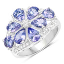 3.24 Carat Genuine Tanzanite and White Topaz .925 Sterling Silver Ring-5