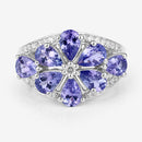 3.24 Carat Genuine Tanzanite and White Topaz .925 Sterling Silver Ring-9
