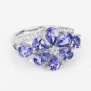 3.24 Carat Genuine Tanzanite and White Topaz .925 Sterling Silver Ring-12