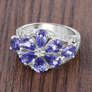 3.24 Carat Genuine Tanzanite and White Topaz .925 Sterling Silver Ring-13