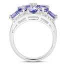 3.24 Carat Genuine Tanzanite and White Topaz .925 Sterling Silver Ring-6