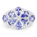 3.24 Carat Genuine Tanzanite and White Topaz .925 Sterling Silver Ring-7