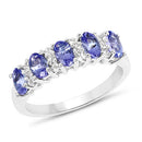 1.51 Carat Genuine Tanzanite and White Topaz .925 Sterling Silver Ring-4
