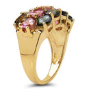 14K Yellow Gold Plated 4.58 Carat Genuine Multi Tourmaline .925 Sterling Silver Ring-5