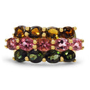 14K Yellow Gold Plated 4.58 Carat Genuine Multi Tourmaline .925 Sterling Silver Ring-6