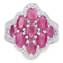 4.72 Carat Genuine Ruby and White Zircon .925 Sterling Silver Ring-6