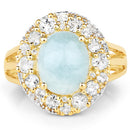 14K Yellow Gold Plated 6.72 Carat Genuine Aquamarine and White Topaz .925 Sterling Silver Ring-6