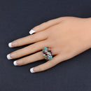 4.03 Carat Genuine Multi Stones .925 Sterling Silver Ring-9
