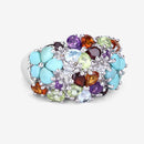 4.03 Carat Genuine Multi Stones .925 Sterling Silver Ring-11
