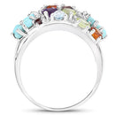 4.03 Carat Genuine Multi Stones .925 Sterling Silver Ring-6