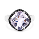5.50 Carat Genuine Pink Amethyst & Black Spinel .925 Sterling Silver Ring-6