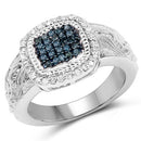 0.28 Carat Genuine Blue Diamond and White Diamond .925 Sterling Silver Ring-4