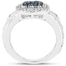 0.28 Carat Genuine Blue Diamond and White Diamond .925 Sterling Silver Ring-5