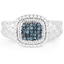 0.28 Carat Genuine Blue Diamond and White Diamond .925 Sterling Silver Ring-6
