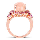 14K Rose Gold Plated 9.13 Carat Genuine Morganite and Rhodolite .925 Sterling Silver Ring-5