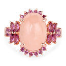 14K Rose Gold Plated 9.13 Carat Genuine Morganite and Rhodolite .925 Sterling Silver Ring-6