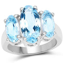 7.77 Carat Genuine Blue Topaz .925 Sterling Silver Ring-4