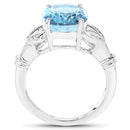 7.29 Carat Genuine Swiss Blue Topaz & White Topaz .925 Sterling Silver Ring-3