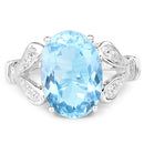 7.29 Carat Genuine Swiss Blue Topaz & White Topaz .925 Sterling Silver Ring-4