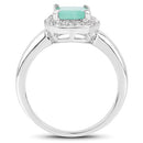 1.73 Carat Genuine Emerald & White Topaz .925 Sterling Silver Ring-5