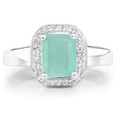 1.73 Carat Genuine Emerald & White Topaz .925 Sterling Silver Ring-6