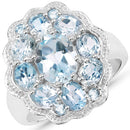 6.64 Carat Genuine Blue Topaz .925 Sterling Silver Ring-4