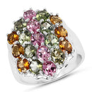 5.89 Carat Genuine Multi Tourmaline .925 Sterling Silver Ring-1