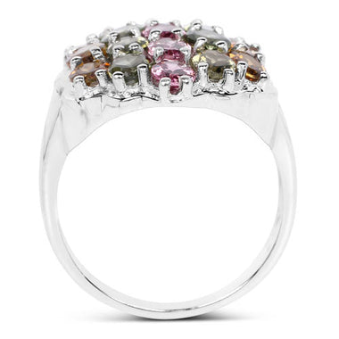 5.89 Carat Genuine Multi Tourmaline .925 Sterling Silver Ring - 0