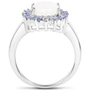 2.26 Carat Genuine Opal and Tanzanite .925 Sterling Silver Ring-5