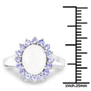 2.26 Carat Genuine Opal and Tanzanite .925 Sterling Silver Ring-6