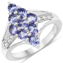1.71 Carat Genuine Tanzanite and White Topaz .925 Sterling Silver Ring-4