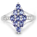 1.71 Carat Genuine Tanzanite and White Topaz .925 Sterling Silver Ring-6