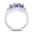 1.63 Carat Genuine Tanzanite & White Diamond .925 Sterling Silver Ring-5