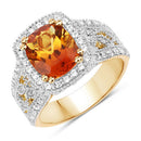 3.71 Carat Genuine Citrine and White Topaz .925 Sterling Silver Ring-4
