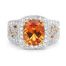 3.71 Carat Genuine Citrine and White Topaz .925 Sterling Silver Ring-6