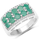 1.85 Carat Genuine Emerald and White Topaz .925 Sterling Silver Ring-5