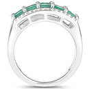 1.85 Carat Genuine Emerald and White Topaz .925 Sterling Silver Ring-6